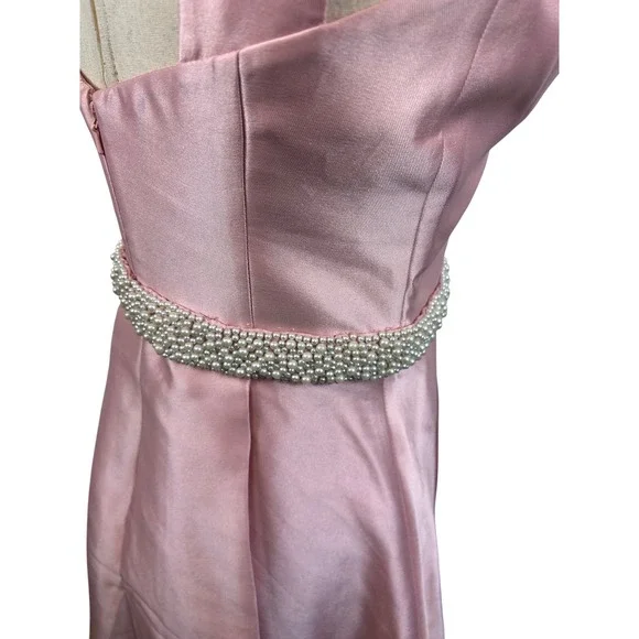 Ashley Lauren Pink Party Dress Pearl Belt Cocktail Dance Homecoming Size 4